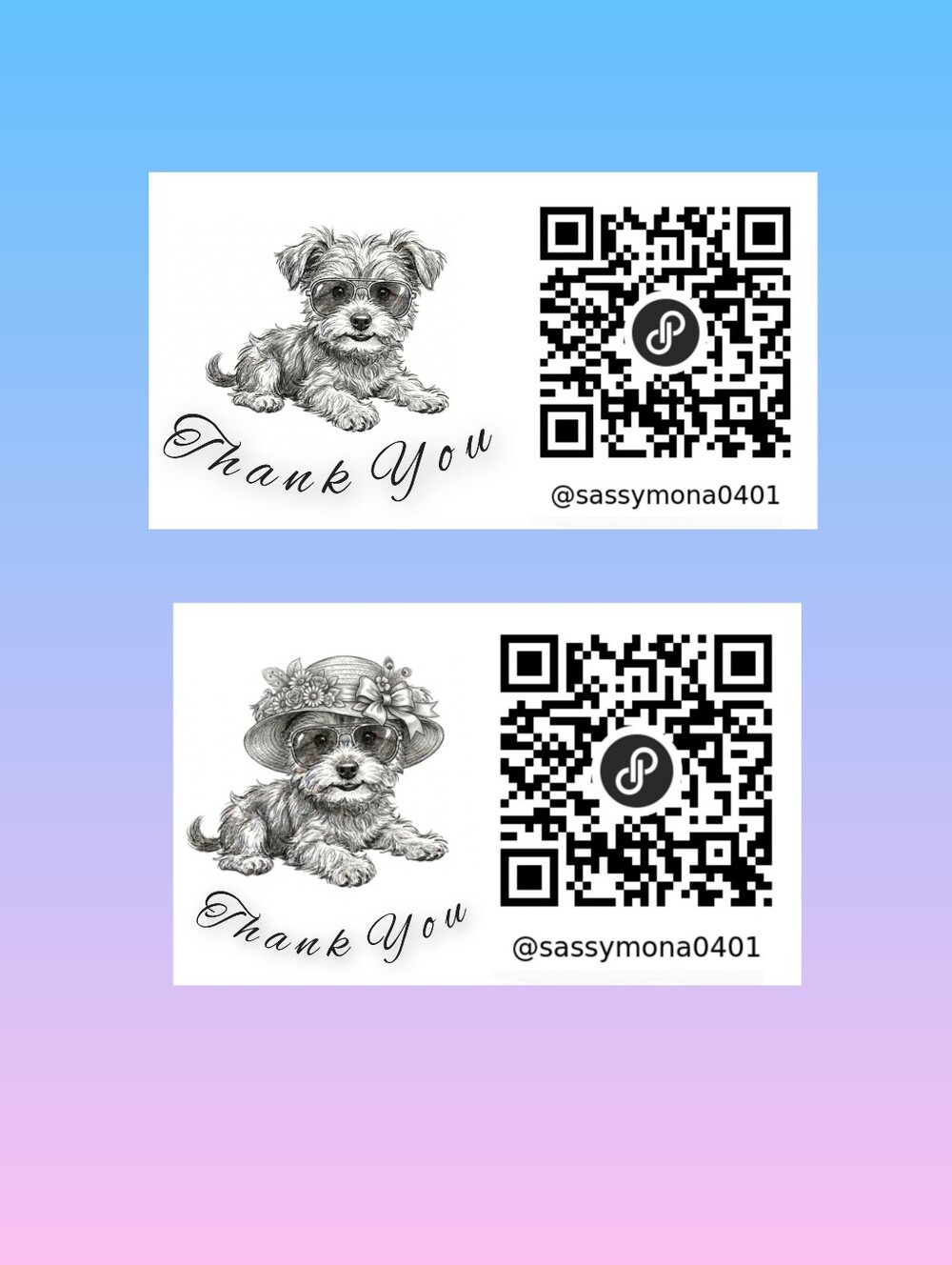 Animal QR Code Collection  Thank You Stickers 2x4 50pc Handcrafted QR Code
